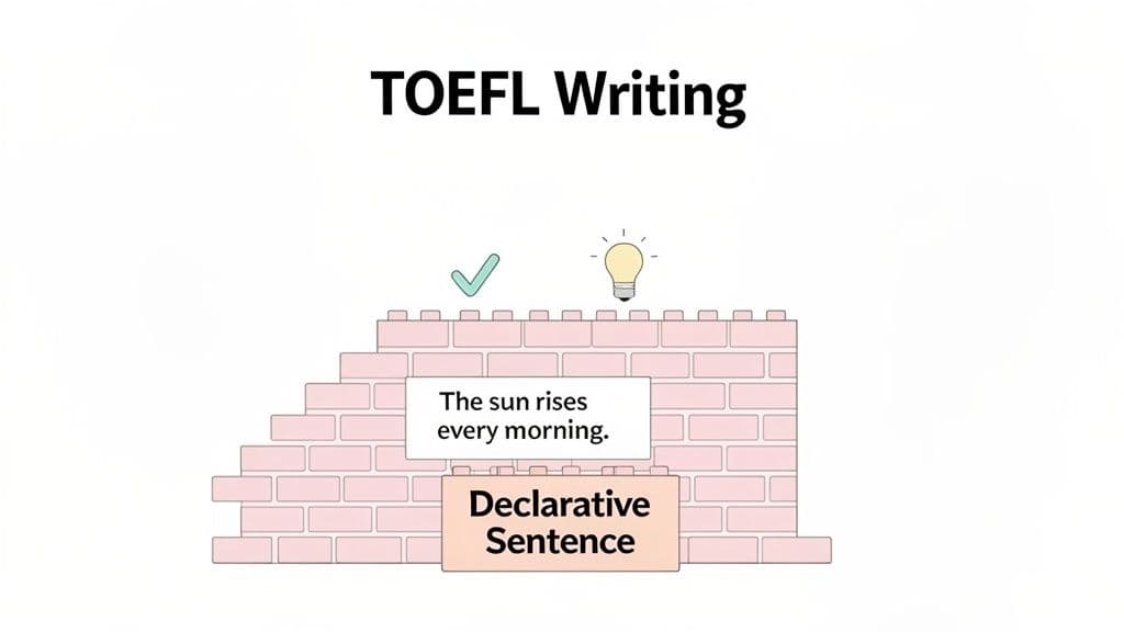 Illustration for What does a declarative sentence mean? Tips to boost your TOEFL score in 2026