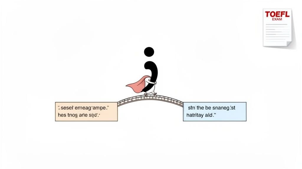 Illustration for When Is It Appropriate to Use a Semicolon in TOEFL Writing
